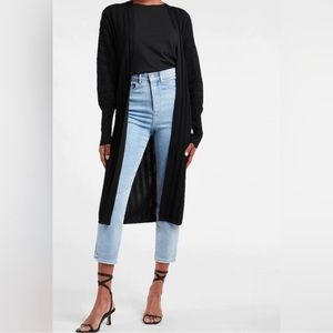 Express long ribbed duster cardigan small black